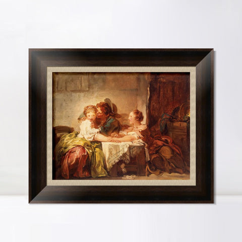 INVIN ART Framed Canvas Art Giclee Print Captured kiss by Jean Honore Fragonard Wall Art Living Room Home Office Decorations