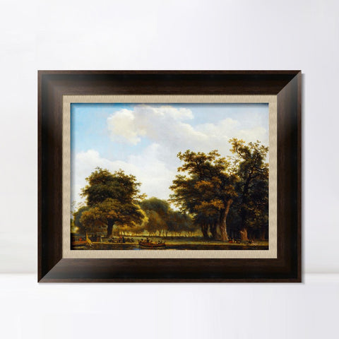 INVIN ART Framed Canvas Art Giclee Print ELEGANT GROUP DISEMBARKING IN A PARK by Jean Honore Fragonard Wall Art Living Room Home Office Decorations