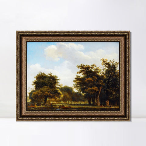INVIN ART Framed Canvas Art Giclee Print ELEGANT GROUP DISEMBARKING IN A PARK by Jean Honore Fragonard Wall Art Living Room Home Office Decorations
