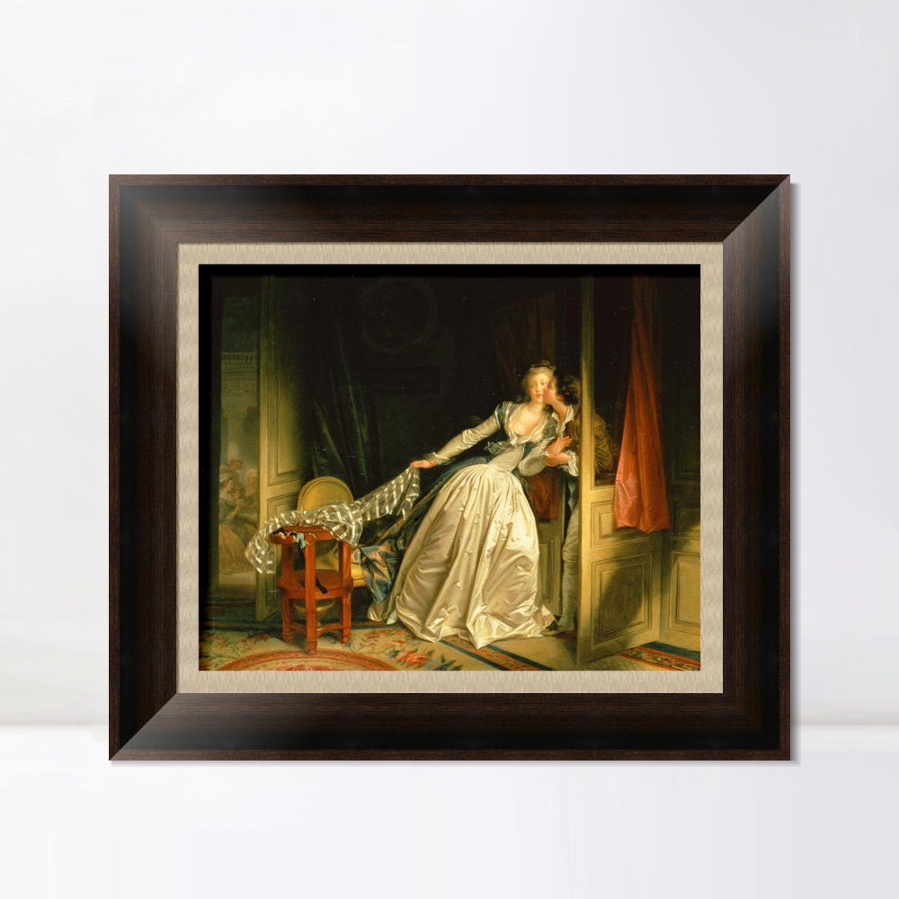INVIN ART Framed Canvas Art Giclee Print The Stolen Kiss by Jean Honore Fragonard Wall Art Living Room Home Office Decorations