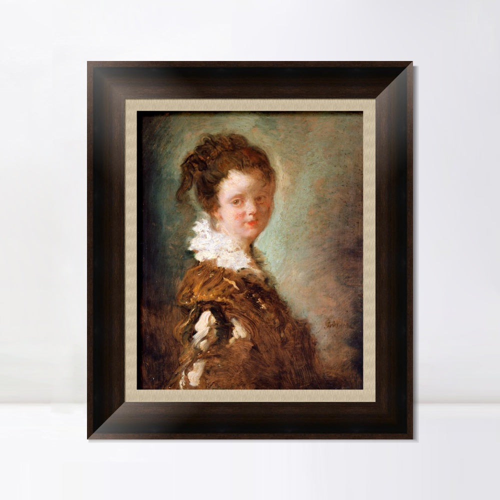 INVIN ART Framed Canvas Art Giclee Print Young Woman by Jean Honore Fragonard Wall Art Living Room Home Office Decorations