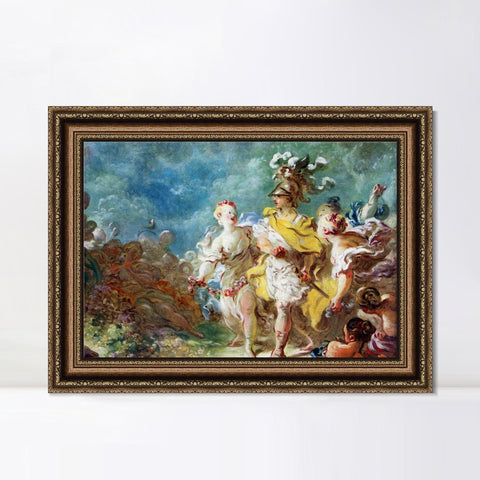 INVIN ART Framed Canvas Art Giclee Print Renaldo in the enchanted forest finds the ghost of armada emerged from the bark of a myrtle,1760 by Jean Honore Fragonard