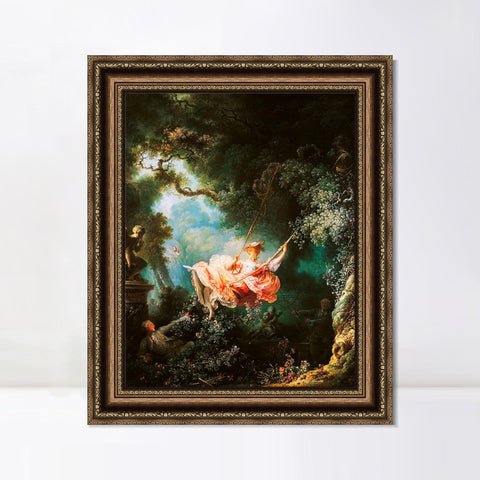 INVIN ART Framed Canvas Art Giclee Print The Swing by Jean Honore Fragonard Wall Art Living Room Home Office Decorations