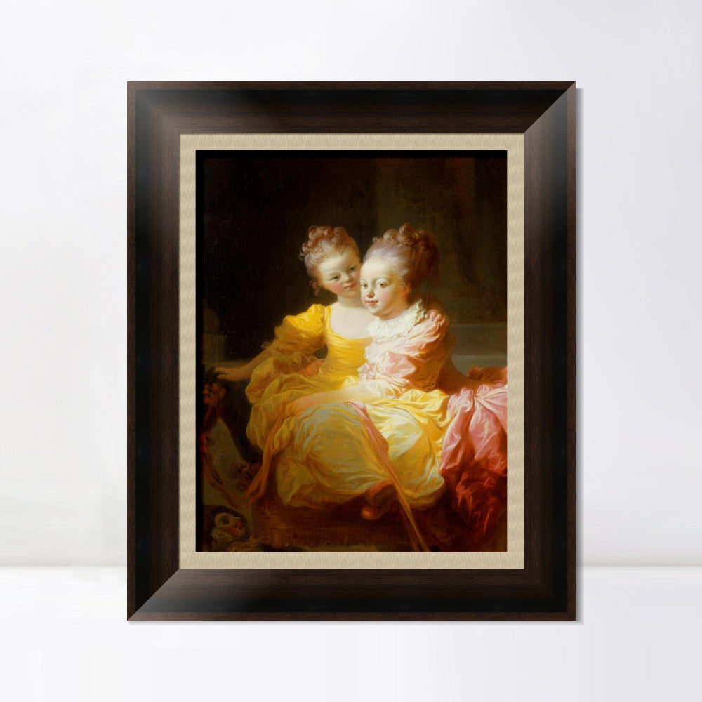 INVIN ART Framed Canvas Art Giclee Print Sisters by Jean Honore Fragonard Wall Art Living Room Home Office Decorations