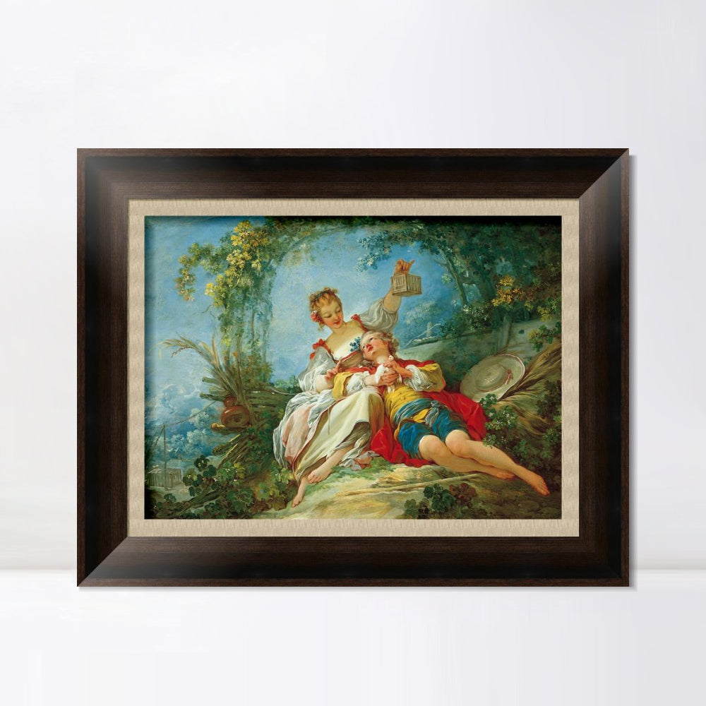 INVIN ART Framed Canvas Art Giclee Print Lovers by Jean Honore Fragonard Wall Art Living Room Home Office Decorations