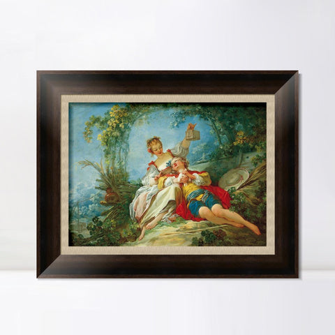 INVIN ART Framed Canvas Art Giclee Print Lovers by Jean Honore Fragonard Wall Art Living Room Home Office Decorations