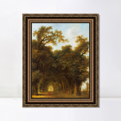 INVIN ART Framed Canvas Art Giclee Print A Shaded Avenue by Jean Honore Fragonard Wall Art Living Room Home Office Decorations