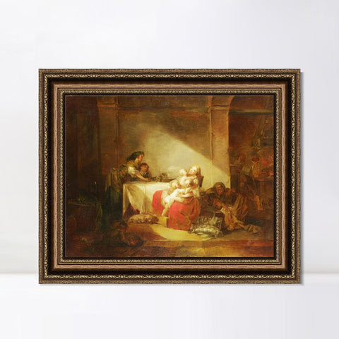 INVIN ART Framed Canvas Art Giclee Print Interior Scene by Jean Honore Fragonard Wall Art Living Room Home Office Decorations