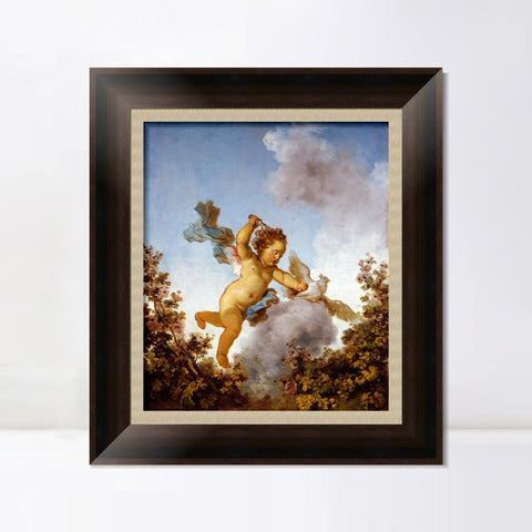 INVIN ART Framed Canvas Art Giclee Print Love the Avenger, 1790 by Jean Honore Fragonard Wall Art Living Room Home Office Decorations