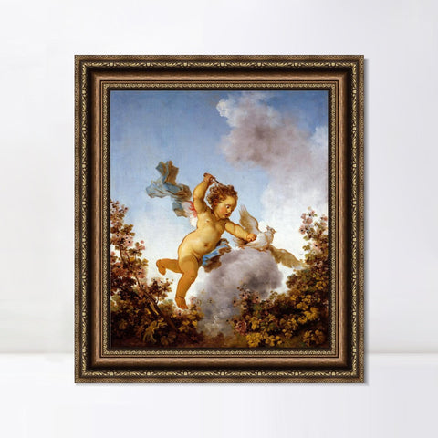 INVIN ART Framed Canvas Art Giclee Print Love the Avenger, 1790 by Jean Honore Fragonard Wall Art Living Room Home Office Decorations