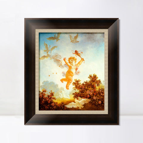 INVIN ART Framed Canvas Art Giclee Print Love the Jester, 1790 by Jean Honore Fragonard Wall Art Living Room Home Office Decorations