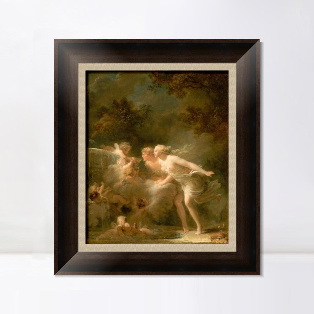 INVIN ART Framed Canvas Art Giclee Print The Fountain of Love by Jean Honore Fragonard Wall Art Living Room Home Office Decorations