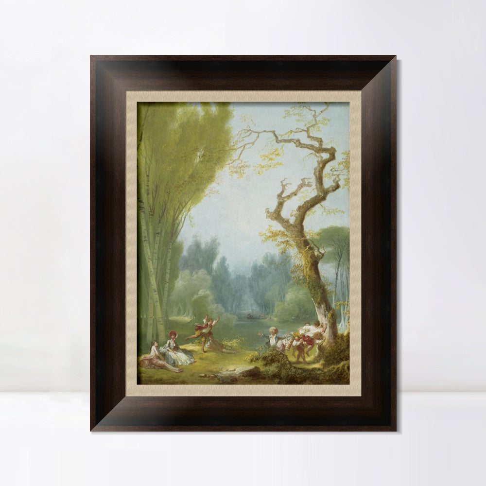 INVIN ART Framed Canvas Art Giclee Print A Game of Horse and Rider by Jean Honore Fragonard Wall Art Living Room Home Office Decorations
