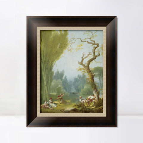 INVIN ART Framed Canvas Art Giclee Print A Game of Horse and Rider by Jean Honore Fragonard Wall Art Living Room Home Office Decorations