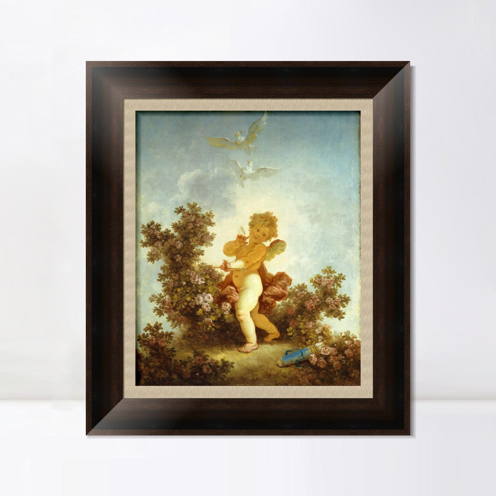 INVIN ART Framed Canvas Art Giclee Print Love the Sentinel, 1790 by Jean Honore Fragonard Wall Art Living Room Home Office Decorations