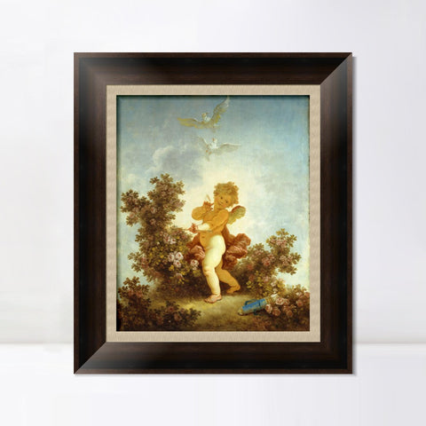INVIN ART Framed Canvas Art Giclee Print Love the Sentinel, 1790 by Jean Honore Fragonard Wall Art Living Room Home Office Decorations