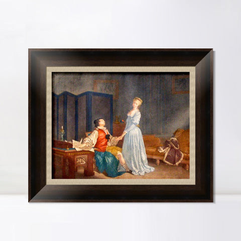 INVIN ART Framed Canvas Art Giclee Print Contract by Jean Honore Fragonard Wall Art Living Room Home Office Decorations