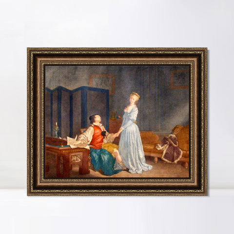 INVIN ART Framed Canvas Art Giclee Print Contract by Jean Honore Fragonard Wall Art Living Room Home Office Decorations