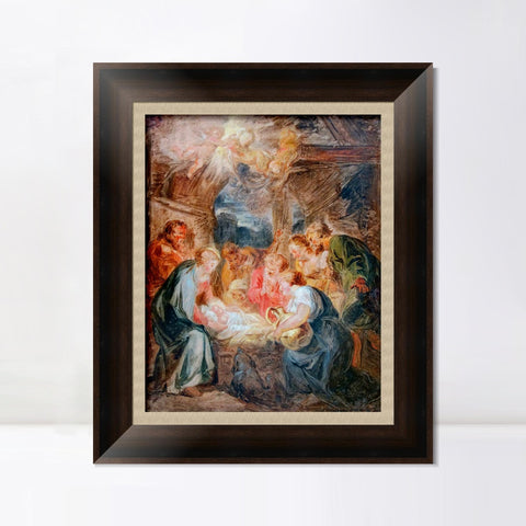 INVIN ART Framed Canvas Art Giclee Print Worship of shepherds by Jean Honore Fragonard Wall Art Living Room Home Office Decorations