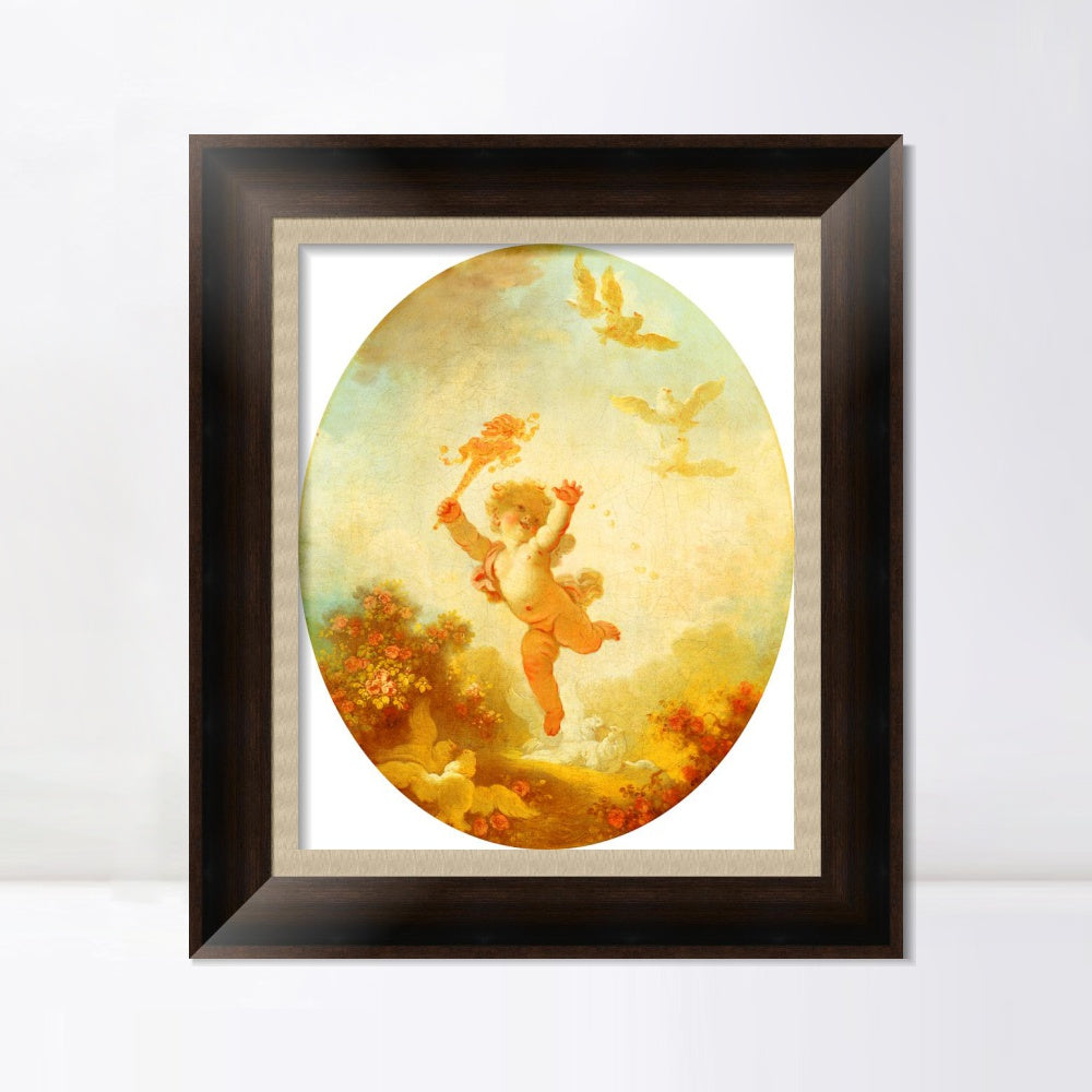 INVIN ART Framed Canvas Art Giclee Print Love as Folly by Jean Honore Fragonard Wall Art Living Room Home Office Decorations