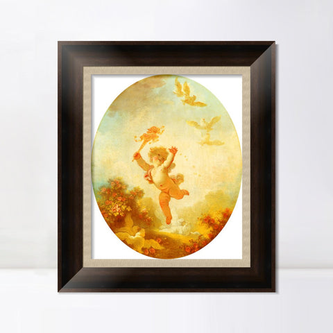 INVIN ART Framed Canvas Art Giclee Print Love as Folly by Jean Honore Fragonard Wall Art Living Room Home Office Decorations