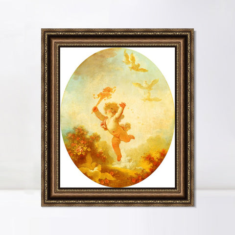 INVIN ART Framed Canvas Art Giclee Print Love as Folly by Jean Honore Fragonard Wall Art Living Room Home Office Decorations