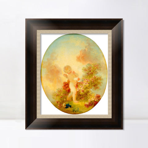 INVIN ART Framed Canvas Art Giclee Print Love the Sentinel#2 by Jean Honore Fragonard Wall Art Living Room Home Office Decorations