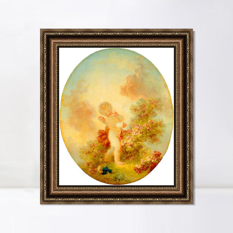 INVIN ART Framed Canvas Art Giclee Print Love the Sentinel#2 by Jean Honore Fragonard Wall Art Living Room Home Office Decorations