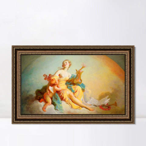 INVIN ART Framed Canvas Art Giclee Print Music by Jean Honore Fragonard Wall Art Living Room Home Office Decorations