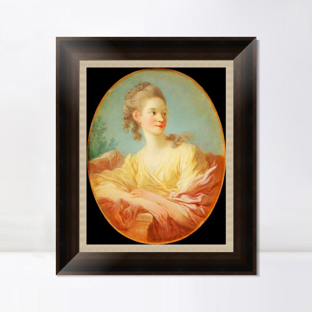 INVIN ART Framed Canvas Art Giclee Print Portrait of a Young Woman by Jean Honore Fragonard Wall Art Living Room Home Office Decorations