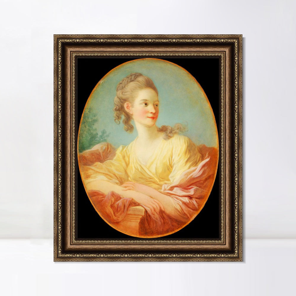INVIN ART Framed Canvas Art Giclee Print Portrait of a Young Woman by Jean Honore Fragonard Wall Art Living Room Home Office Decorations