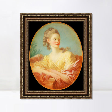 INVIN ART Framed Canvas Art Giclee Print Portrait of a Young Woman by Jean Honore Fragonard Wall Art Living Room Home Office Decorations