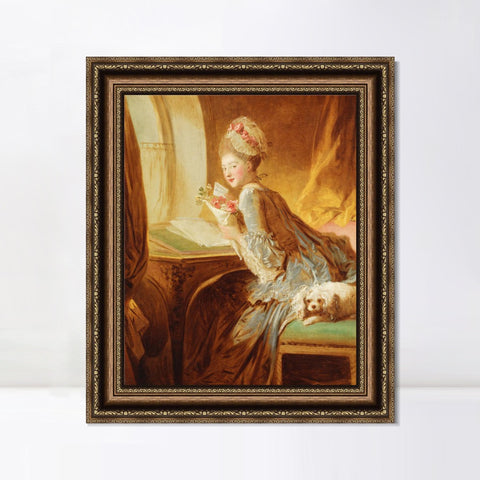 INVIN ART Framed Canvas Art Giclee Print The Love Letter by Jean Honore Fragonard Wall Art Living Room Home Office Decorations