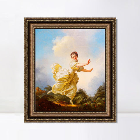 INVIN ART Framed Canvas Art Giclee Print The Feigned Flight by Jean Honore Fragonard Wall Art Living Room Home Office Decorations
