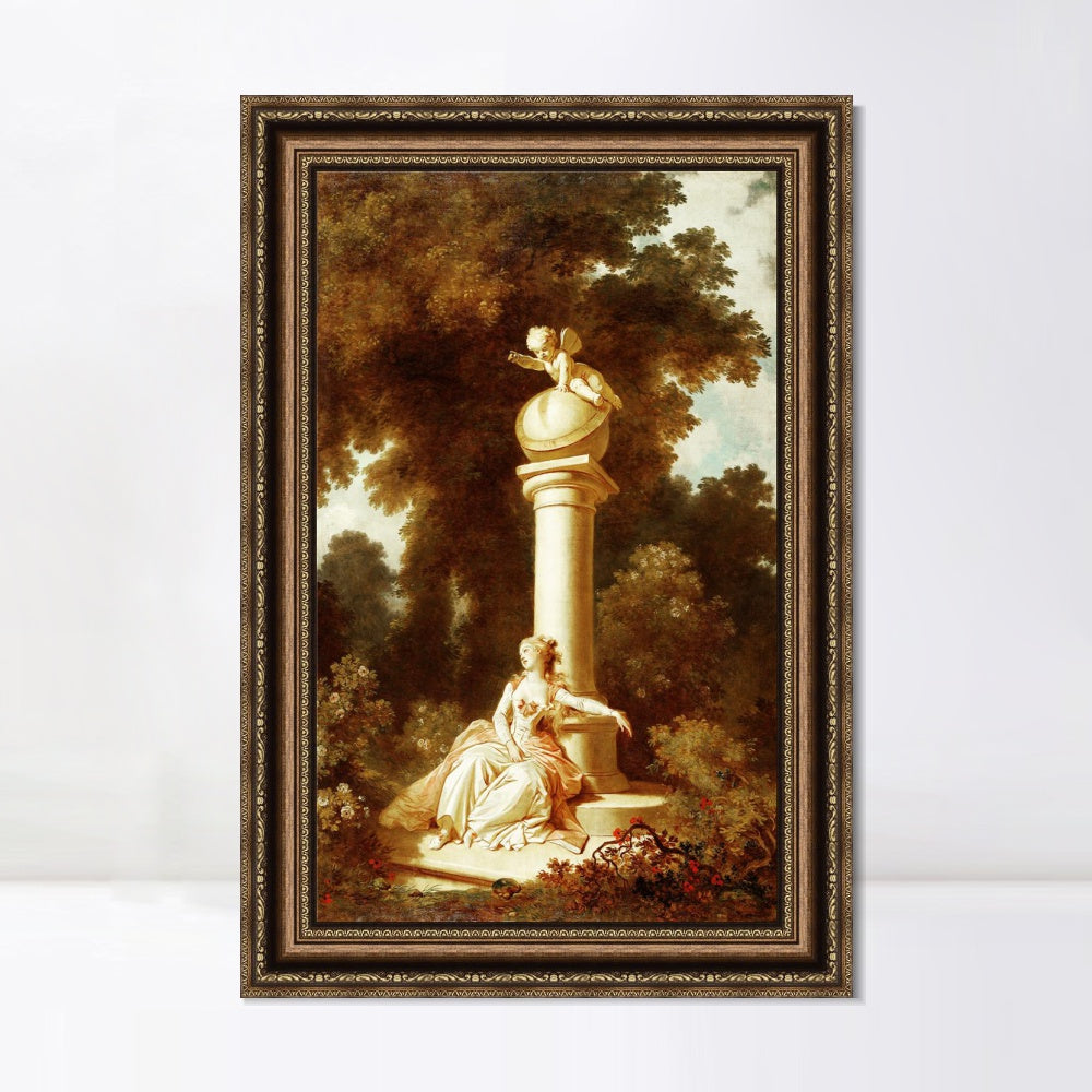 INVIN ART Framed Canvas Art Giclee Print The Progress of Love by Jean Honore Fragonard Wall Art Living Room Home Office Decorations