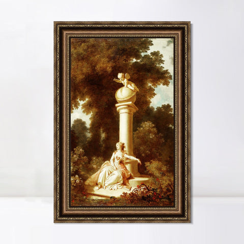 INVIN ART Framed Canvas Art Giclee Print The Progress of Love by Jean Honore Fragonard Wall Art Living Room Home Office Decorations