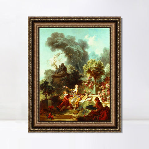 INVIN ART Framed Canvas Art Giclee Print The Lover Crowned by Jean Honore Fragonard Wall Art Living Room Home Office Decorations