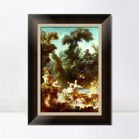 INVIN ART Framed Canvas Art Giclee Print The Pursuit by Jean Honore Fragonard Wall Art Living Room Home Office Decorations