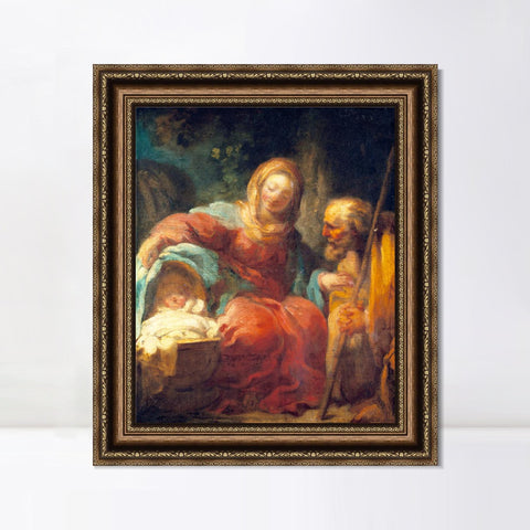 INVIN ART Framed Canvas Art Giclee Print The Rest on the Flight into Egypt by Jean Honore Fragonard Wall Art Living Room Home Office Decorations