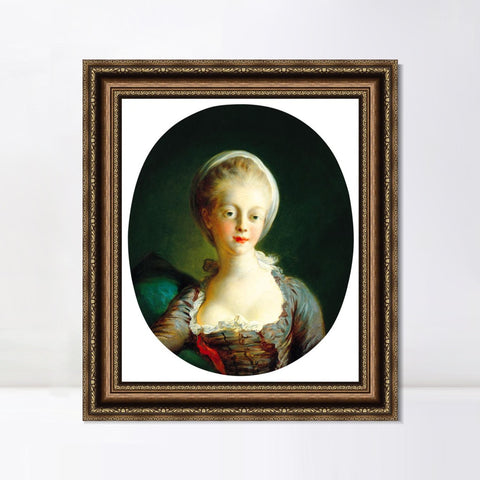 INVIN ART Framed Canvas Art Giclee Print Portrait of a Young Lady by Jean Honore Fragonard Wall Art Living Room Home Office Decorations