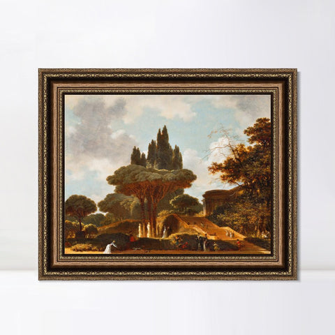 INVIN ART Framed Canvas Art Giclee Print Italian Landscape on the Stairs by Jean Honore Fragonard Wall Art Living Room Home Office Decorations