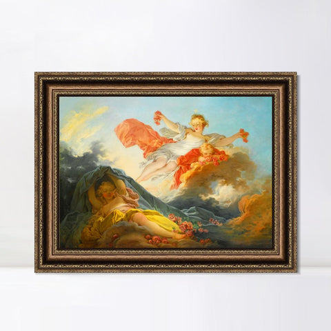 INVIN ART Framed Canvas Art Giclee Print THE GODDESS AURORA TRIUMPHING OVER NIGHT by Jean Honore Fragonard Wall Art Living Room Home Office Decorations