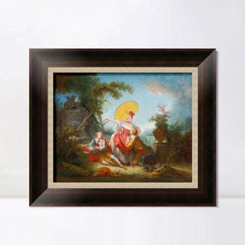 INVIN ART Framed Canvas Art Giclee Print THE MUSICAL CONTEST by Jean Honore Fragonard Wall Art Living Room Home Office Decorations