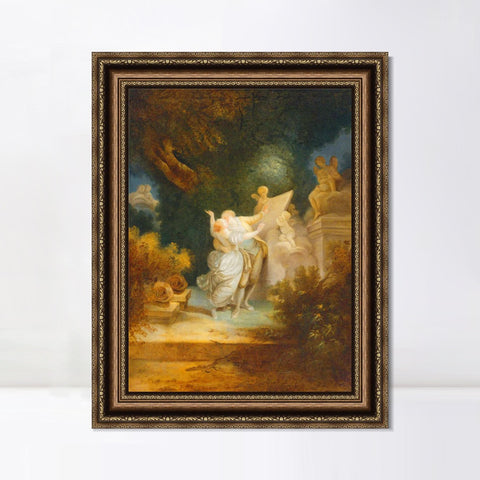 INVIN ART Framed Canvas Art Giclee Print THE SERMON OF LOVE by Jean Honore Fragonard Wall Art Living Room Home Office Decorations