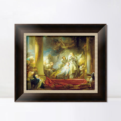 INVIN ART Framed Canvas Art Giclee Print The sacrifice of Calirroe by Jean Honore Fragonard Wall Art Living Room Home Office Decorations