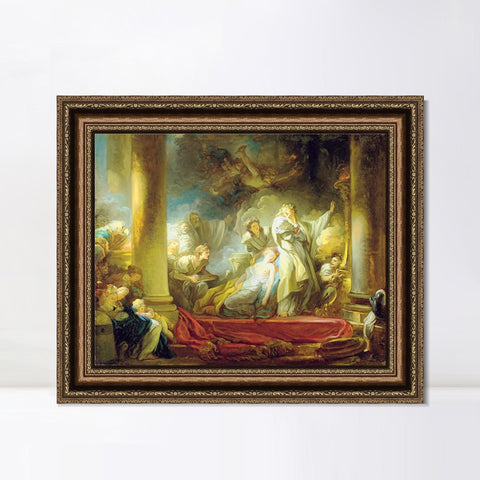 INVIN ART Framed Canvas Art Giclee Print The sacrifice of Calirroe by Jean Honore Fragonard Wall Art Living Room Home Office Decorations