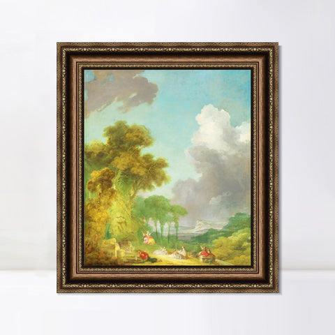 INVIN ART Framed Canvas Art Giclee Print The Swing#2 by Jean Honore Fragonard Wall Art Living Room Home Office Decorations
