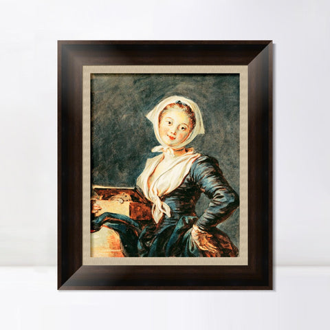 INVIN ART Framed Canvas Art Giclee Print The Girl with the Marmot by Jean Honore Fragonard Wall Art Living Room Home Office Decorations