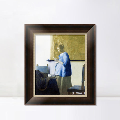 INVIN ART Framed Canvas Art Giclee Print Woman in Blue Reading a Letter by Johannes Vermeer Wall Art Living Room Home Office Decorations