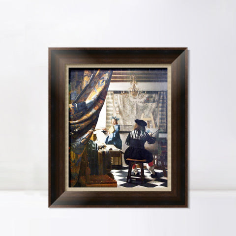 INVIN ART Framed Canvas Art Giclee Print The Art of Painting by Johannes Vermeer Wall Art Living Room Home Office Decorations